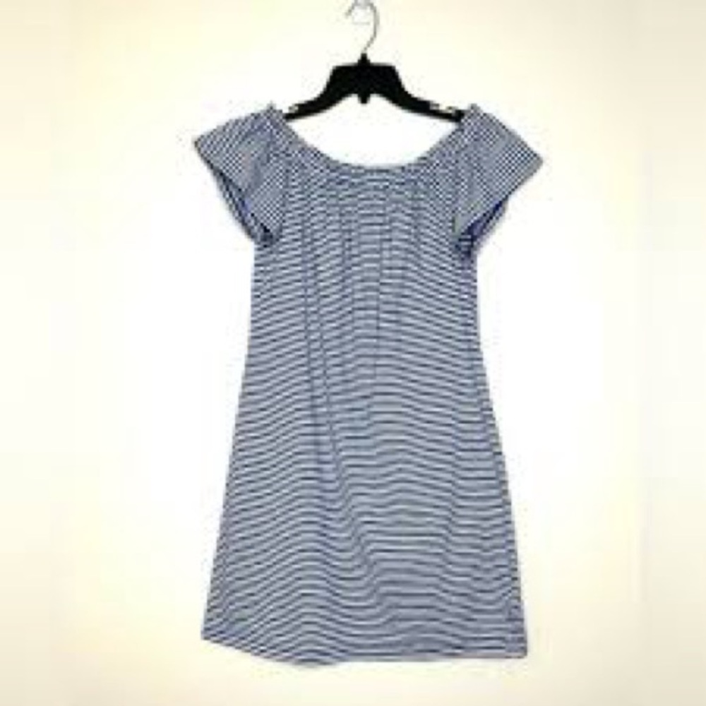 Vineyard Vines Blue Striped Off-Shoulder Dress